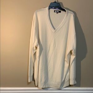 WESTPORT BLACK Men’s 100% Cashmere V-Neck Cream Sweater 3XB Quilt Luxury